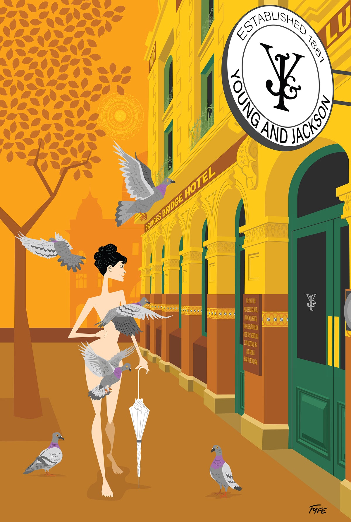 Chloe by Andrew Fyfe, a limited edition Melbourne art print inspired by the famous Chloe painting at Young & Jackson opposite Flinders Street Station.