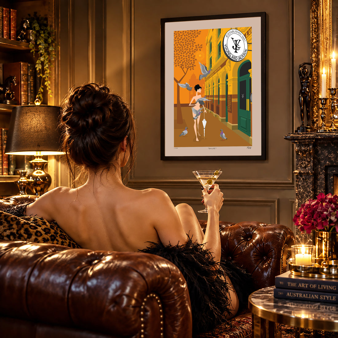 Chloe by Andrew Fyfe, a limited edition Melbourne art print inspired by the famous Chloe painting at Young & Jackson opposite Flinders Street Station.